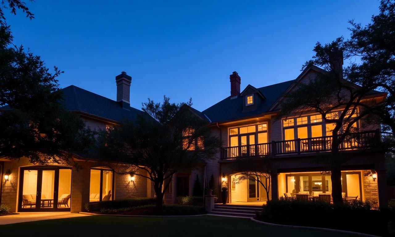 Custom patio shades and louvered pergola on a Dallas, TX home