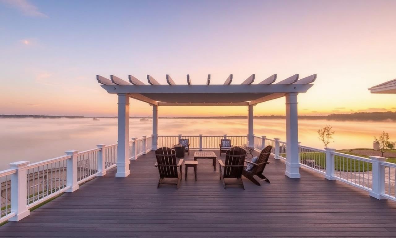 Custom patio shades and louvered pergola on a Grapevine, TX home