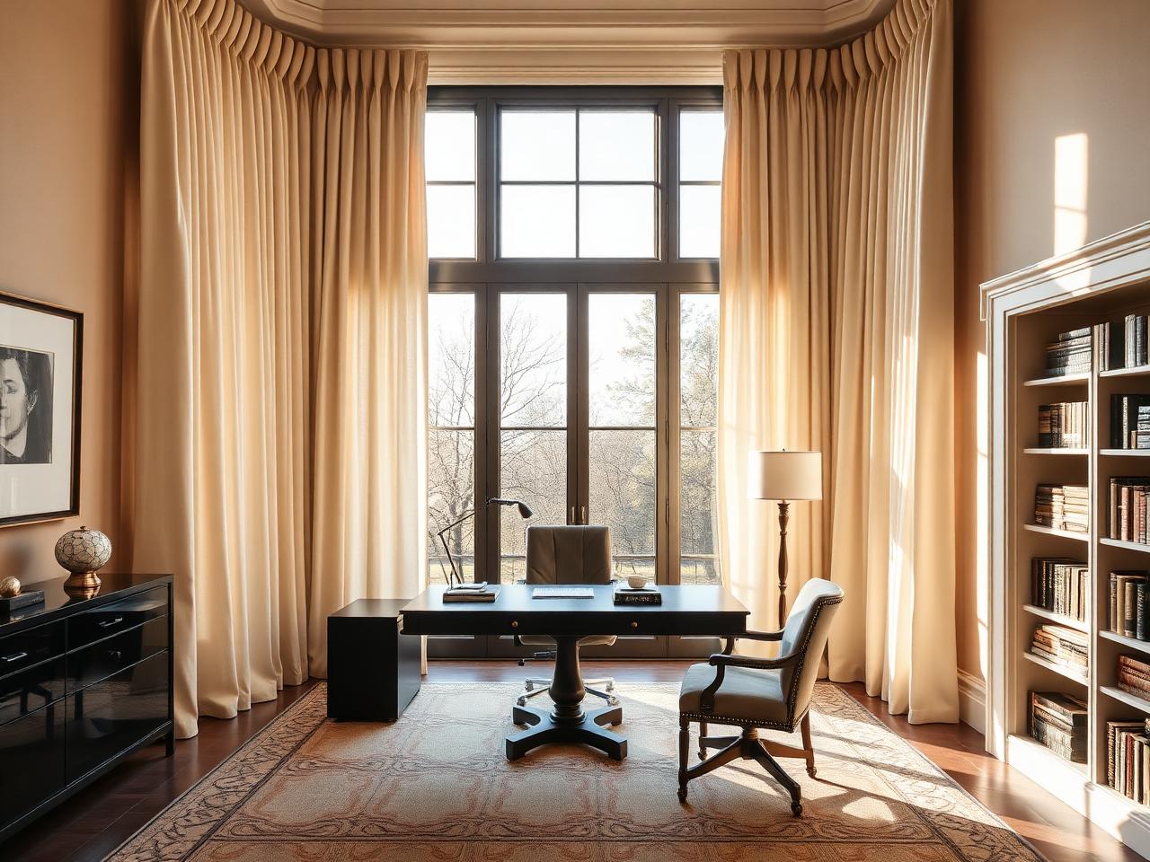 Custom Drapery in a DFW home office