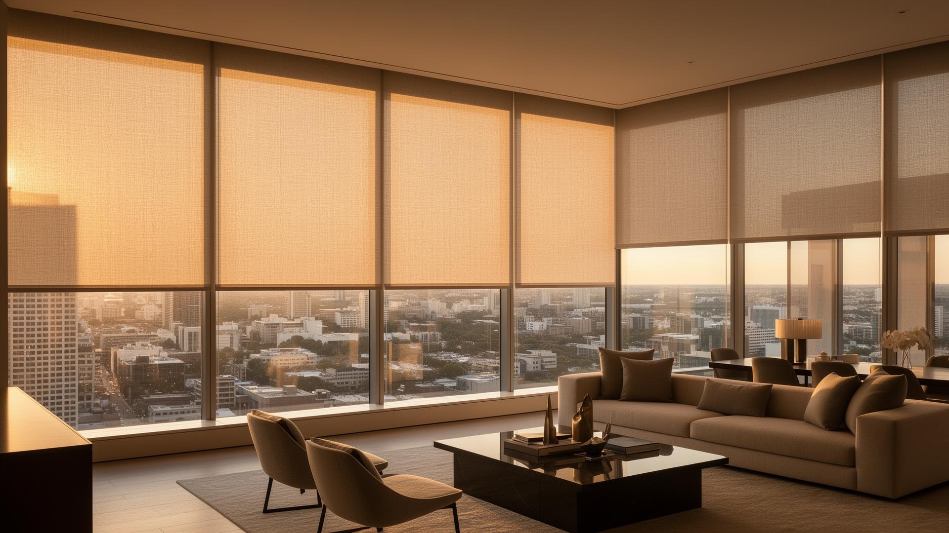 Motorized Roller Shades in a DFW great room