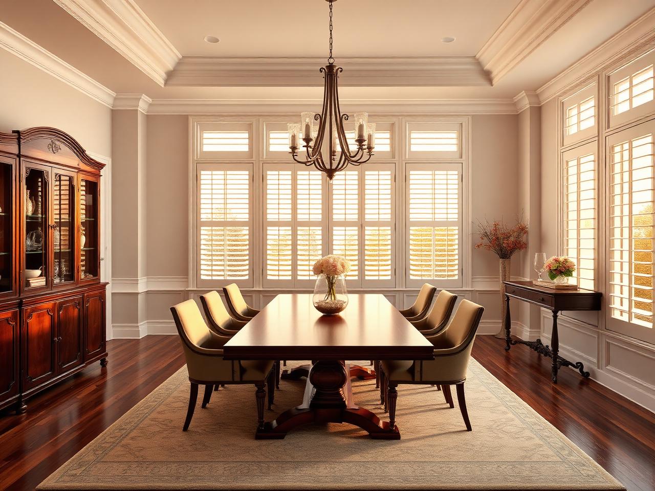 Plantation Shutters in a DFW dining room
