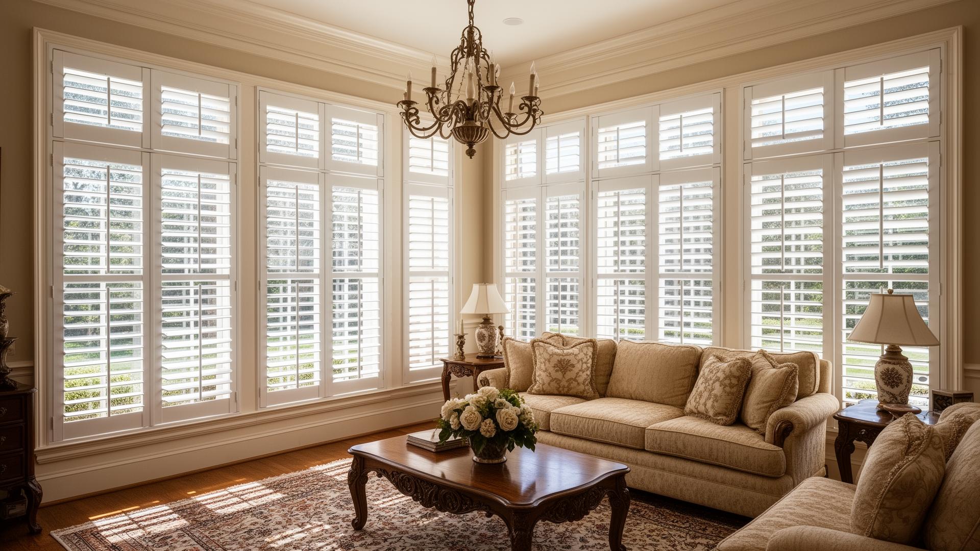 Plantation Shutters in a DFW living room