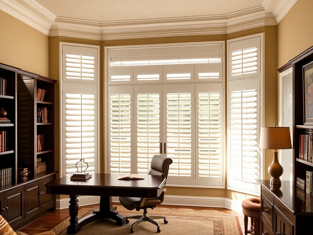 Plantation Shutters in a DFW home office