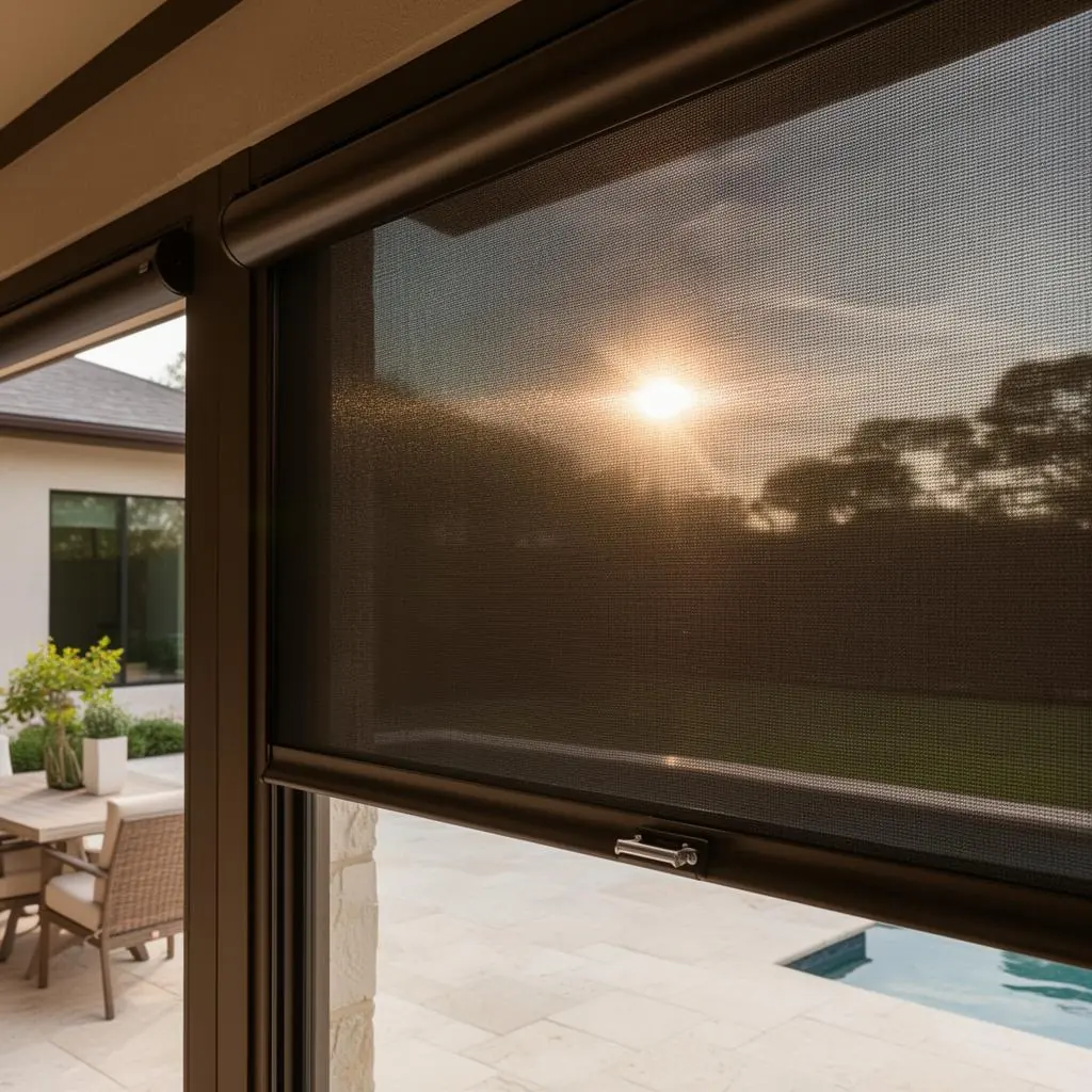 Motorized Zip Track Solar Screens in Keller